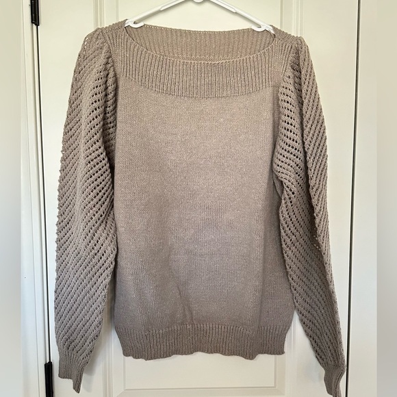 SHEIN Solid Boat Neck Sweater- Tan/Beige - Picture 3 of 5